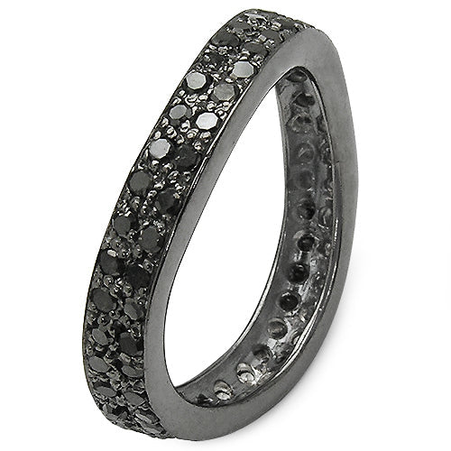 Bids.com 1.11 Carat Genuine Black Diamond .925 Sterling Silver Ring Rings White Smoke size 8.00,size 6.00,size 7.00,size 9.00