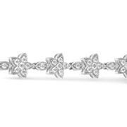 Bids.com 14K White Gold 1 1/5 Cttw Round Diamond Flower Blossom Link Bracelet (H-I Color, SI1-SI2 Clarity) - Size 7" Bracelets White Smoke Yellow.Gold / 7,White.Gold / 7