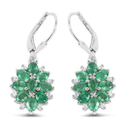 Bids.com 3.04 Carat Genuine Zambian Emerald and White Zircon .925 Sterling Silver Earrings Earrings White Smoke Default Title
