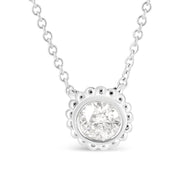 Bids.com 10K White Gold 1/2 Cttw Bezel Set Round Diamond Sunflower Finish 18" Pendant Necklace (I-J Color, I1-I2 Clarity) Necklaces White Smoke White.Gold / 18