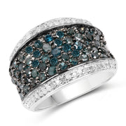 Bids.com 1.38 Carat Genuine Blue Diamond and White Diamond .925 Sterling Silver Ring Rings White Smoke size 7.00,size 8.00,size 6.00,size 9.00