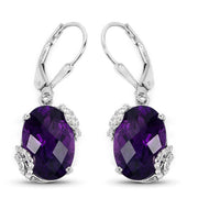 Bids.com 10.18 Carat Genuine Amethyst and White Topaz .925 Sterling Silver Earrings Earrings White Smoke Default Title