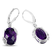Bids.com 10.18 Carat Genuine Amethyst and White Topaz .925 Sterling Silver Earrings Earrings White Smoke