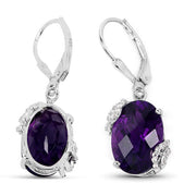 Bids.com 10.18 Carat Genuine Amethyst and White Topaz .925 Sterling Silver Earrings Earrings White Smoke