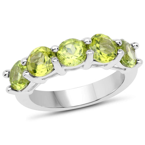 Bids.com 3.25 Carat Genuine Peridot .925 Sterling Silver Ring Rings White Smoke size 6.00,size 7.00,size 8.00,size 5.00,size 9.00