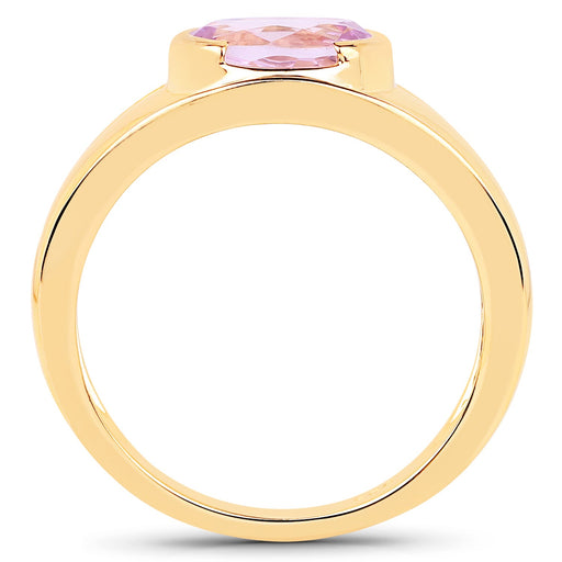 Bids.com 14K Yellow Gold Plated 2.40 Carat Genuine Kunzite .925 Sterling Silver Ring Rings White Smoke size 7.00,size 6.00,size 8.00,size 9.00