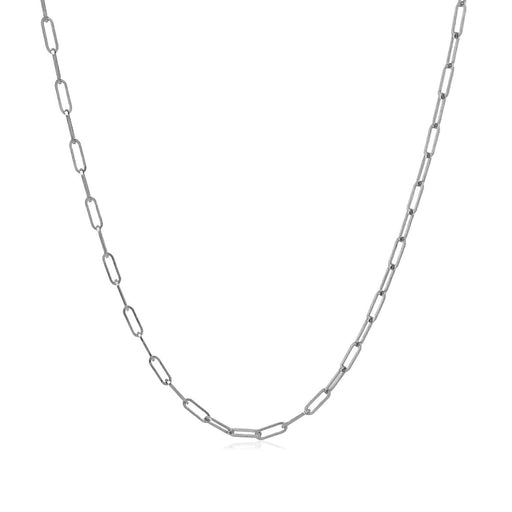 Bids.com 14K White Gold Fine Paperclip Chain (1.5mm) Necklaces White Smoke 16 / White Gold,18 / White Gold,20 / White Gold,24 / White Gold