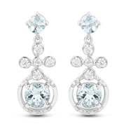 Bids.com 4.42 Carat Genuine Aquamarine and White Zircon .925 Sterling Silver Earrings Earrings White Smoke Default Title