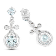 Bids.com 4.42 Carat Genuine Aquamarine and White Zircon .925 Sterling Silver Earrings Earrings White Smoke