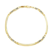 Bids.com 14k Two-Tone Gold Fancy Bar Style Men's Bracelet with Curved Connectors Bracelets White Smoke 8.25 / Two-Tone Gold