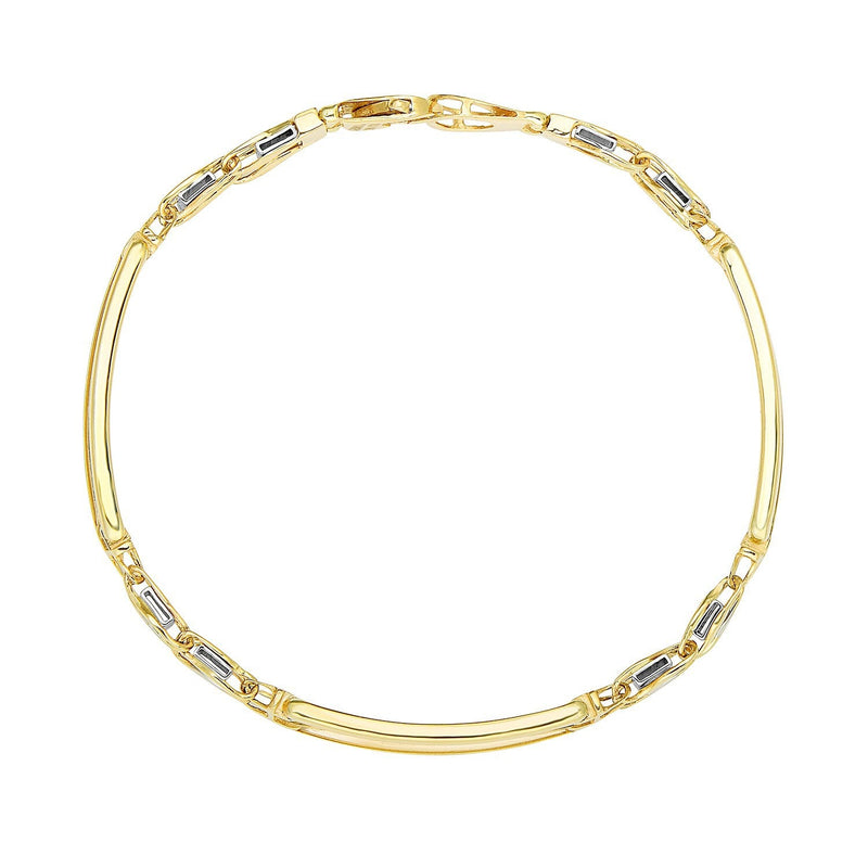 Bids.com 14k Two-Tone Gold Fancy Bar Style Men's Bracelet with Curved Connectors Bracelets White Smoke 8.25 / Two-Tone Gold