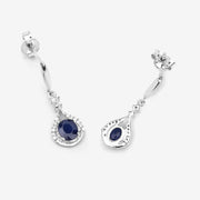 Bids.com 0.86 Carat Genuine Blue Sapphire and White Diamond 14K White Gold Earrings Earrings White Smoke