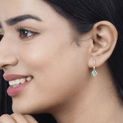 Bids.com 0.70 Carat Genuine Zambian Emerald and White Diamond 14K Yellow Gold Earrings Earrings Tan