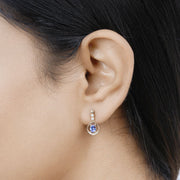 Bids.com 0.76 Carat Genuine Tanzanite and White Diamond 14K Yellow Gold Earrings Earrings Black