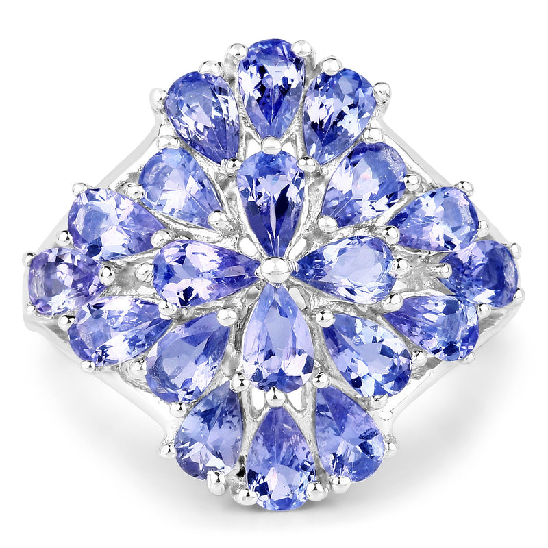 Bids.com 4.20 Carat Genuine Tanzanite .925 Sterling Silver Ring Rings White Smoke size 9.00,size 6.00,size 7.00,size 8.00,size 5.00