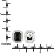 Bids.com 3.57 Carat Genuine Green Tourmaline and White Diamond 14K White Gold Earrings Earrings White Smoke