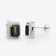 Bids.com 3.57 Carat Genuine Green Tourmaline and White Diamond 14K White Gold Earrings Earrings Lavender