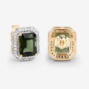 Bids.com 3.57 Carat Genuine Green Tourmaline and White Diamond 14K Yellow Gold Earrings Earrings White Smoke