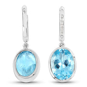 Bids.com 15.13 Carat Genuine Blue Topaz and White Diamond .925 Sterling Silver Earrings Earrings White Smoke