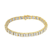 Bids.com 10K Yellow Gold 4.0 Cttw Alternating Baguette & Round Cut Diamond Bezel- & Prong-Set 7" Tennis Bracelet (G-H Color, SI1-SI2 Clarity) Bracelets White Smoke Yellow.Gold / 7