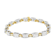 Bids.com 14K Two-Tone Gold Princess and Baguette-Cut Diamond Link Bracelet (3.00 cttw, H-I Color, SI1-SI2 Clarity) Bracelets White Smoke YellowWhite.Gold / 7