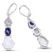 Bids.com 10.17 Carat Genuine Lapis, Labradorite and White Rainbow Moonstone .925 Sterling Silver Earrings Earrings White Smoke