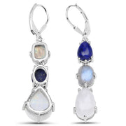Bids.com 10.17 Carat Genuine Lapis, Labradorite and White Rainbow Moonstone .925 Sterling Silver Earrings Earrings White Smoke