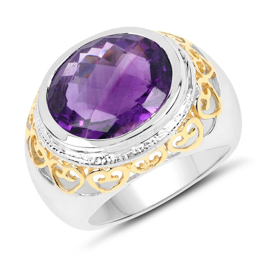 Bids.com 6.92 Carat Genuine Amethyst .925 Sterling Silver Ring Rings White Smoke size 6.00,size 8.00,size 7.00