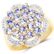Bids.com 14K Yellow Gold Plated 1.52 Carat Genuine Tanzanite .925 Sterling Silver Ring Rings White Smoke size 6.00,size 7.00,size 8.00,size 9.00,size 5.00