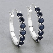 Bids.com 2.66 Carat Genuine Blue Sapphire .925 Sterling Silver Earrings Earrings Gray