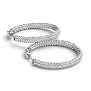 Bids.com 14k White Gold Two Row Pave Set Diamond Hoop Earrings (7 cttw) Earrings White Smoke White Gold