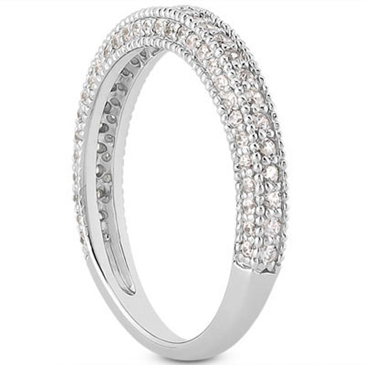 Bids.com 14k White Gold Fancy Pave Diamond Milgrain Textured Wedding Ring Band Rings White Smoke 4 / White Gold,4.5 / White Gold,5 / White Gold,5.5 / White Gold,6 / White Gold,6.5 / White Gold,7 / White Gold,7.5 / White Gold,8 / White Gold,8.5 / White Gold,9 / White Gold