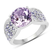 Bids.com 4.07 Carat Genuine Amethyst & Tanzanite .925 Sterling Silver Ring Rings White Smoke size 6.00,size 8.00,size 7.00,size 9.00,size 5.00,size 10.00