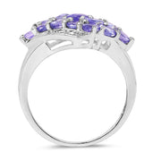 Bids.com 1.85 Carat Genuine Tanzanite .925 Sterling Silver Ring Rings White Smoke size 6.00,size 7.00,size 8.00,size 9.00