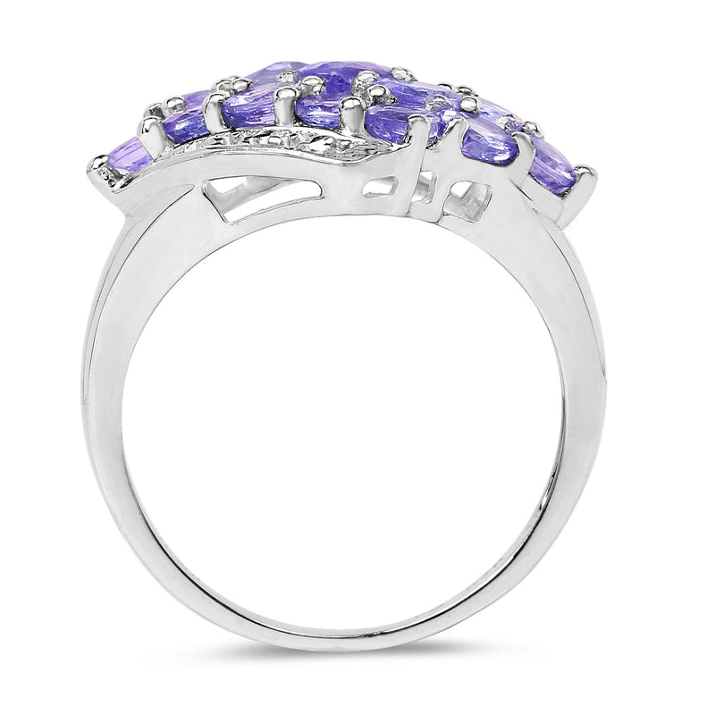 Bids.com 1.85 Carat Genuine Tanzanite .925 Sterling Silver Ring Rings White Smoke size 6.00,size 7.00,size 8.00,size 9.00