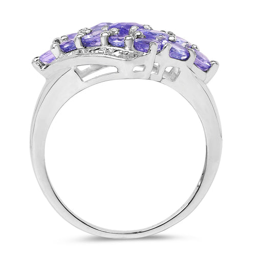 Bids.com 1.85 Carat Genuine Tanzanite .925 Sterling Silver Ring Rings White Smoke size 6.00,size 7.00,size 8.00,size 9.00