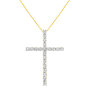 Bids.com 10K Yellow Gold Plated .925 Sterling Silver 4.0 Cttw Round Cut Diamond Cross Pendant Necklace (J-K Color, I1-I2 Clarity) - 18" Necklaces White Smoke Yellow.Sterling Silver / 18