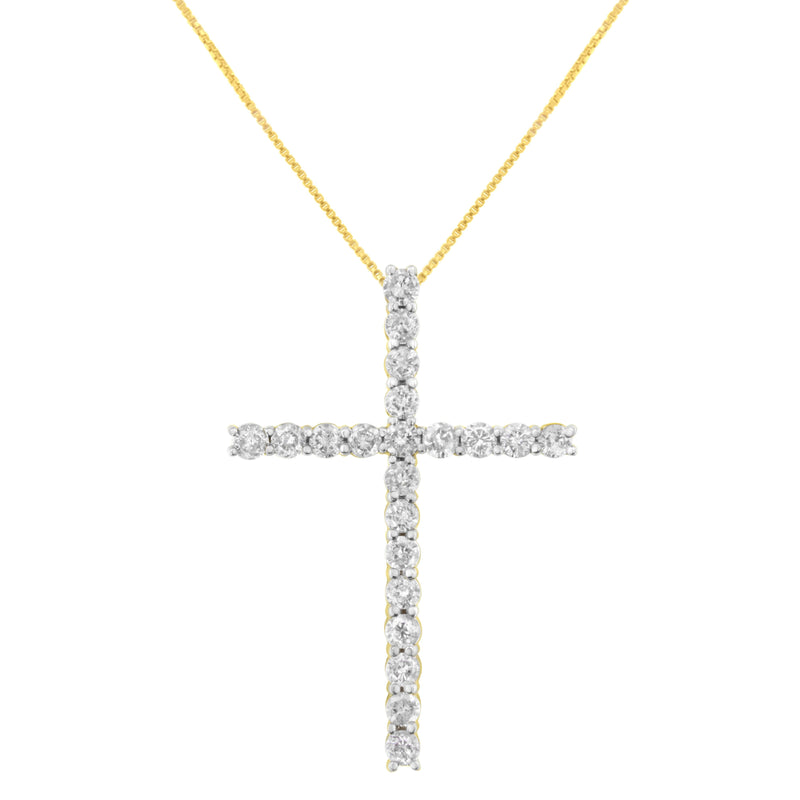 Bids.com 10K Yellow Gold Plated .925 Sterling Silver 4.0 Cttw Round Cut Diamond Cross Pendant Necklace (J-K Color, I1-I2 Clarity) - 18" Necklaces White Smoke Yellow.Sterling Silver / 18