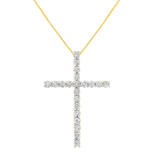 Bids.com 10K Yellow Gold Plated .925 Sterling Silver 4.0 Cttw Round Cut Diamond Cross Pendant Necklace (J-K Color, I1-I2 Clarity) - 18" Necklaces White Smoke Yellow.Sterling Silver / 18