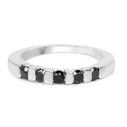 Bids.com 0.50 Carat Genuine Black Diamond .925 Sterling Silver Ring Rings White Smoke size 6.00,size 7.00,size 8.00,size 9.00
