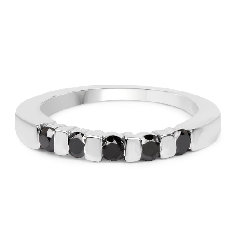 Bids.com 0.50 Carat Genuine Black Diamond .925 Sterling Silver Ring Rings White Smoke size 6.00,size 7.00,size 8.00,size 9.00