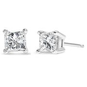 Bids.com AGS Certified 2/5 Cttw Princess Cut Diamond 14K White Gold 4-Prong Solitaire Square Stud Earrings (L-M Color, I1-I2 Clarity) Earrings White Smoke White.Gold / 0.4