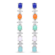 Bids.com 4.40 Carat Genuine Multi Stone .925 Sterling Silver Earrings Earrings White Smoke Default Title