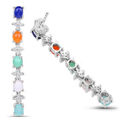 Bids.com 4.40 Carat Genuine Multi Stone .925 Sterling Silver Earrings Earrings White Smoke