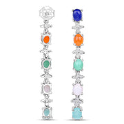 Bids.com 4.40 Carat Genuine Multi Stone .925 Sterling Silver Earrings Earrings White Smoke
