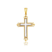 Bids.com 14k Two-Tone Gold Cross Pendant with an Ornate Budded Style Pendants White Smoke Two-Tone Gold