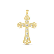 Bids.com 14k Two Tone Gold High Polish Diamond Cut Cross Pendant Pendants White Smoke Two-Tone Gold