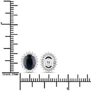 Bids.com 3.32 Carat Genuine Blue Sapphire and White Diamond 14K White Gold Earrings Earrings White Smoke