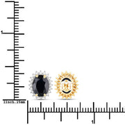 Bids.com 3.32 Carat Genuine Blue Sapphire and White Diamond 14K Yellow Gold Earrings Earrings White Smoke