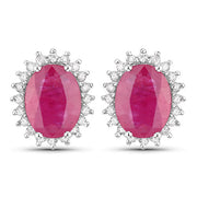 Bids.com 3.14 Carat Genuine Ruby and White Diamond 14K White Gold Earrings Earrings White Smoke Default Title